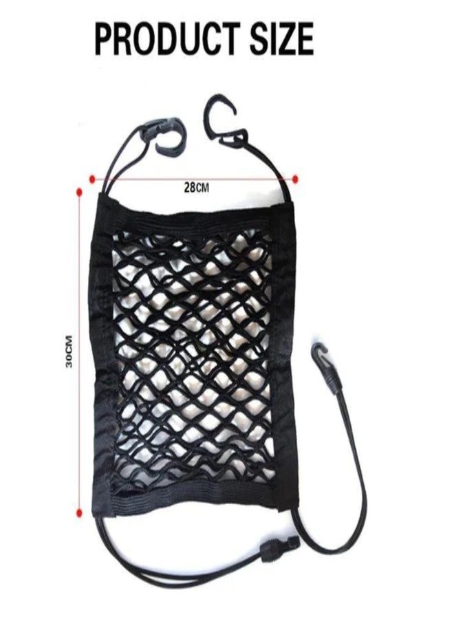 كير فليكشن SHOP360 منظم شبكي للسيارة، حقيبة شبكية لظهر المقعد الخلفي، حاجز للمقعد الخلفي، حامل حقائب للأطفال والحيوانات الأليفة والكلاب، حقيبة تخزين شبكية للسيارة (النوع 3) - Image 5